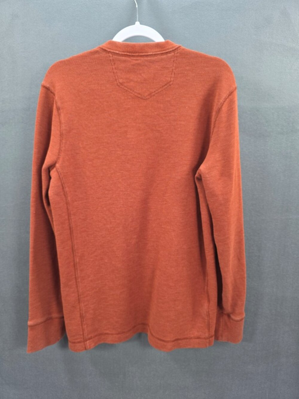 Eddie Bauer Men's Medium Henley Shirt Rust Waffle Knit Long Sleeve - Picture 3 of 8